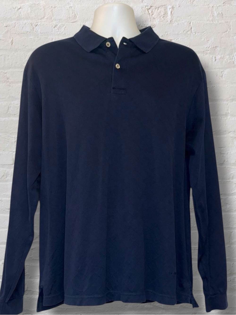 Daniel Cremieux Classic Fit Long Sleeve Polo  Men’s L Navy Blue Diamond Pattern